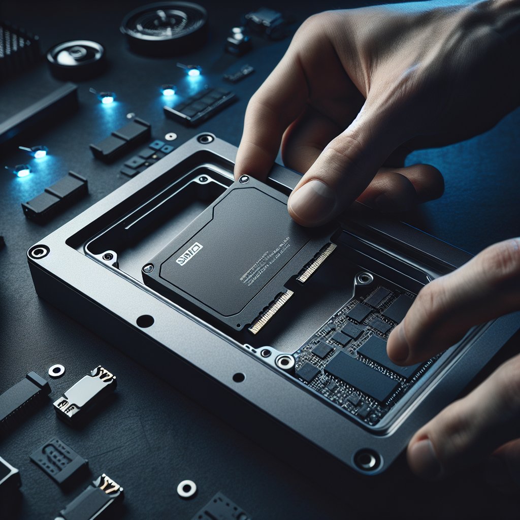 SSD being installed in drive bay bracket