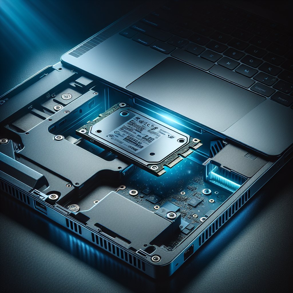 SSD partially removed from laptop drive bay