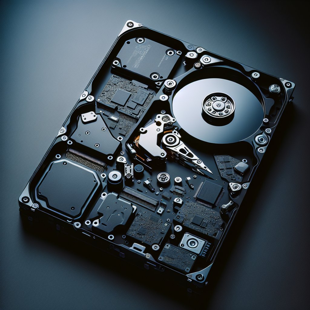 Disassembled hard drive components