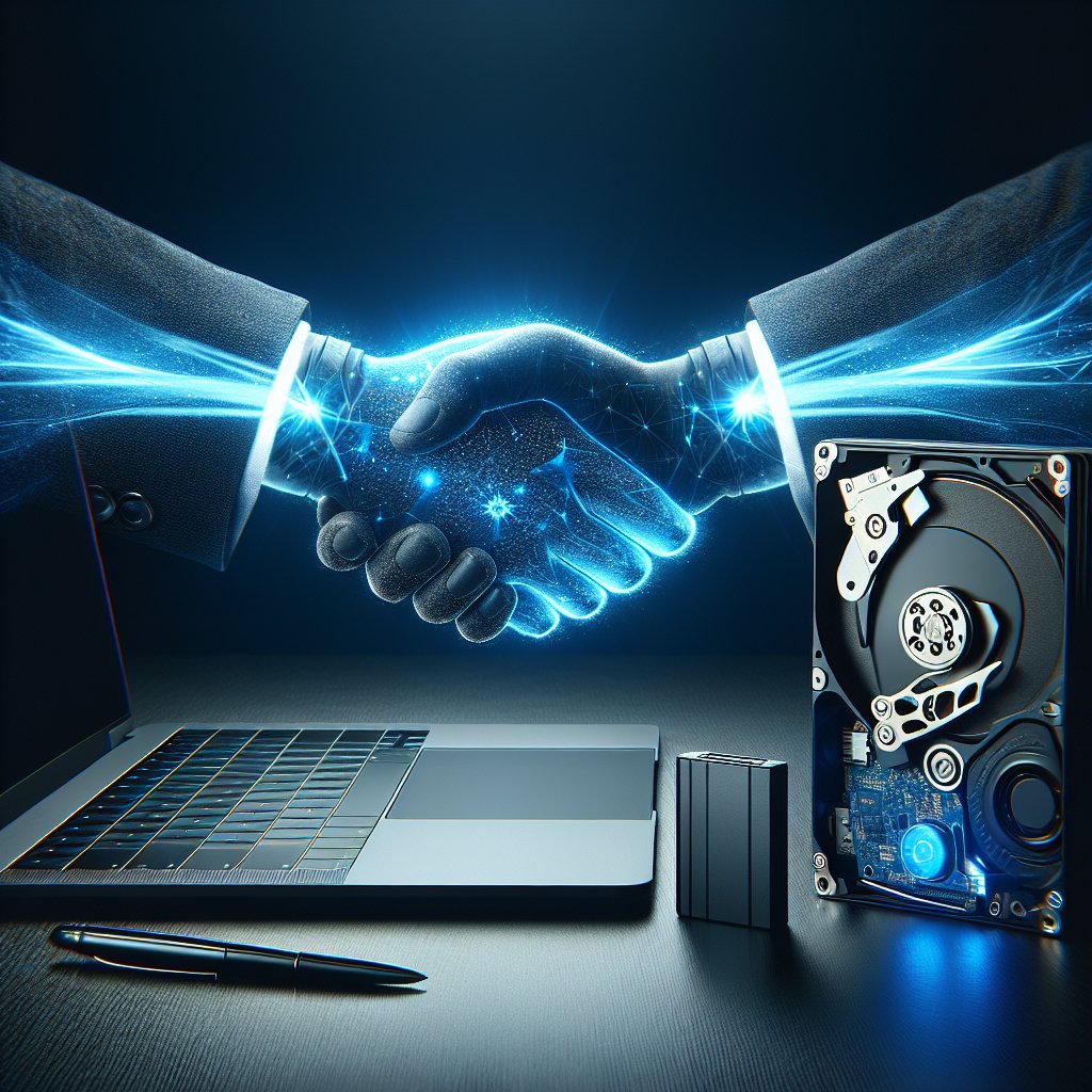 Laptop and drive with transaction concept