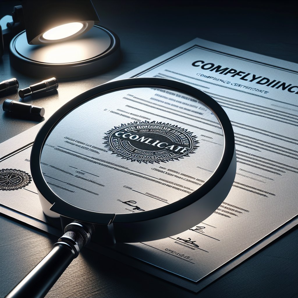 Compliance certificate under magnifying glass