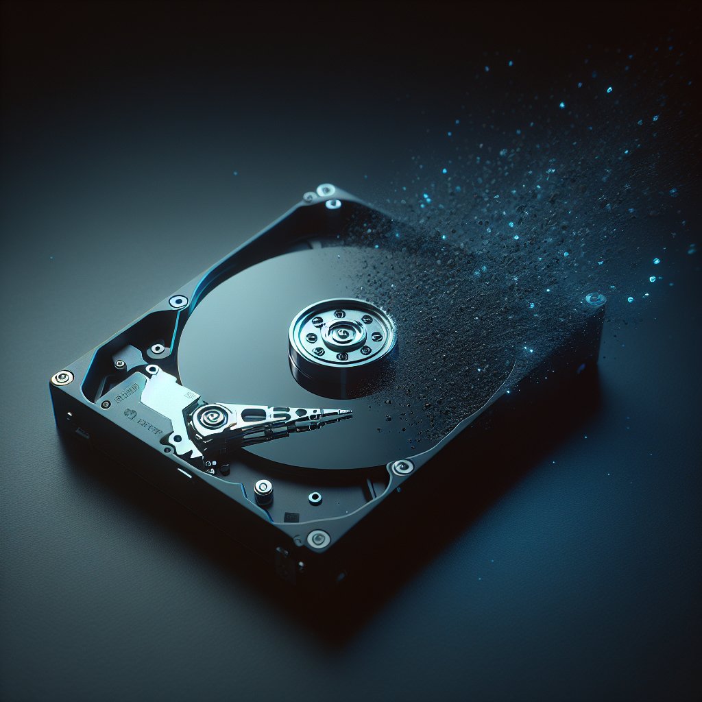 Hard drive with dissolving data particles